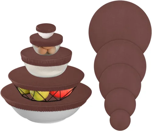 Vista 28 de 5 fundas elásticas reutilizables para cuencos de almacenamiento de alimentos, tapas de tela elástica con 5 tamaños diferentes, resistentes al calor
