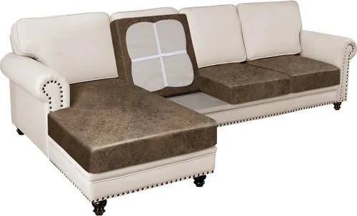 Vista 49 de Fundas para sofá modular, funda para sofá con aspecto de cuero, forma de L, 2 piezas, funda elástica suave para sofá seccional, protector de muebles