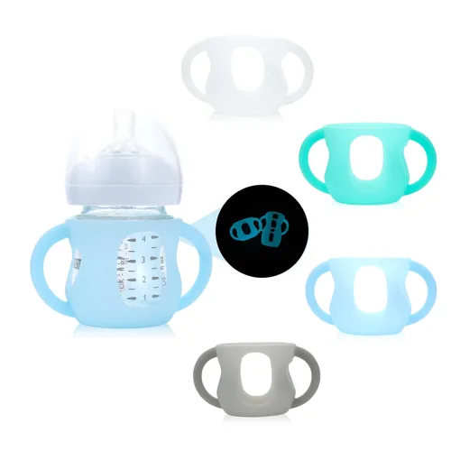 Vista 12 de 2 paquetes de fundas de silicona para biberones de vidrio Philips Avent, fundas para biberones de bebé resistentes a caídas sin BPA con asas A-rosa