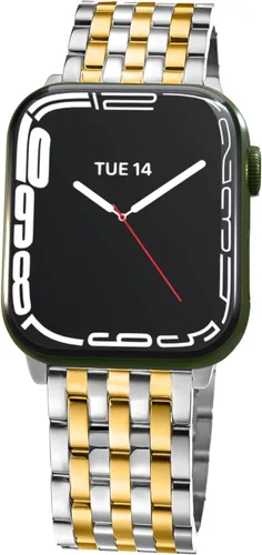 Vista 14 de Correa de reloj de siete eslabones para Apple Watch Series 11, 10, 9, 8, 7, 6, 5, 4, 3, 2, 1 y SE 3/2/1 para mujer, elegante correa de metal de Oro