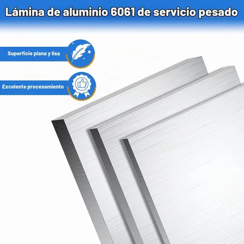 Vista 3 de Placa de hoja de aluminio de 1 pulgada de grosor, placas de aluminio resistentes de 6 x 6 pulgadas con película protectora, placa de panel plano