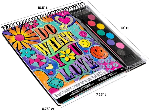 Vista 6 de Fashion Angels Juego de póster de acuarela con texto en inglés "Do What You Love", kit de pintura inspirador para niñas, incluye 10 pósteres y 8