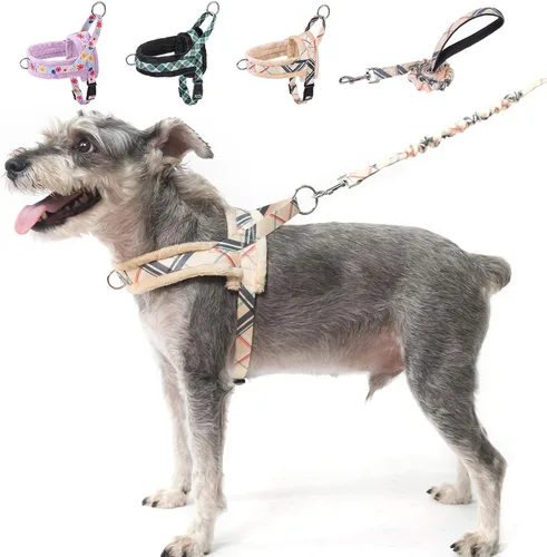 Vista 11 de BEAUTYZOO Arnés para Perros Pequeños, Juego de Arnés y Correa sin Tirones, Arnés de Pecho para Cachorros a Prueba de Escapes con Mango, Arnés Beige