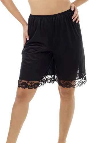 Vista 3 de Underworks USA Pettipants Nylon Culotte Slip Bloomers Falda dividida 9 pulgadas Entrepierna - 8481 Beige