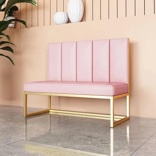 Vista 7 de Banco Settee con Respaldo, Sofá Loveseat Moderno Tapizado de PU Cabina de Una Sola Cara con Marco de Aleación, Banco Sofá de Comedor Restaurante