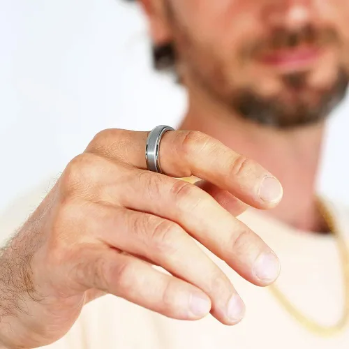 Vista 2 de Anillo giratorio de titanio de tungsteno de 0.2360.315 pulgadas para hombre, tamaño medio, sin níquel, anillo de ansiedad para hombres y mujeres