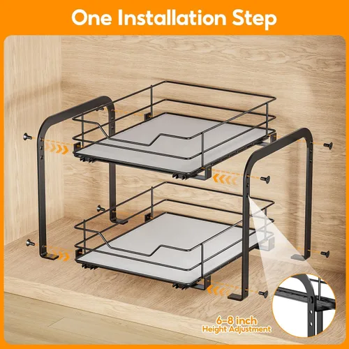 Vista 4 de Organizador de especias extraíble para gabinete, organizador de especias de 2 niveles para gabinete, organizador de cocina de condimentos