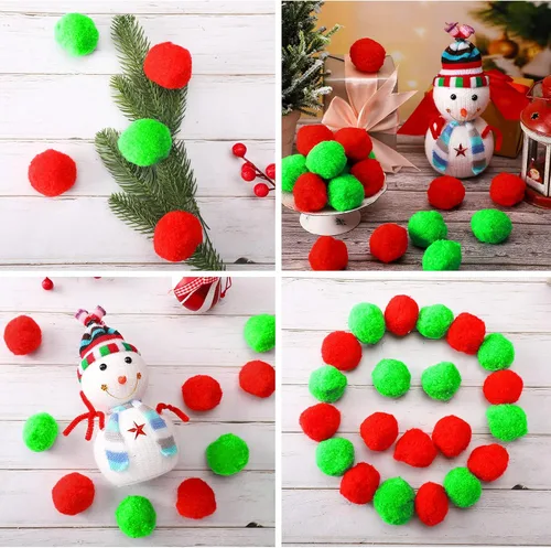 Vista 5 de WILLBOND 80 bolas de pompones para manualidades para disfraz de Navidad, decoración de invierno, guirnalda de fieltro, bolas de fieltro verde