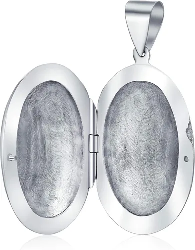 Vista 2 de Medallones de estilo vintage con diseño de hojas florales y forma ovalada para mujeres que sostienen fotos de plata 925 con medallón colgante Sm Med