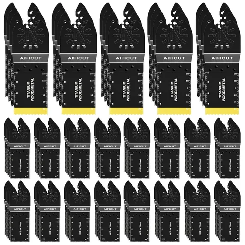 Vista 8 de AIFICUT 15 hojas de sierra oscilantes de titanio, cuchillas multiherramienta universales para clavos de metal, material duro y madera y plástico