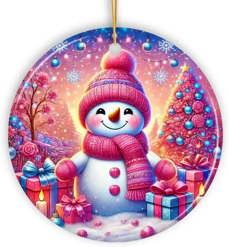Vista 25 de Adorno de Navidad de trineo ártico, muñeco de nieve, hecho a mano, regalo de invierno helado