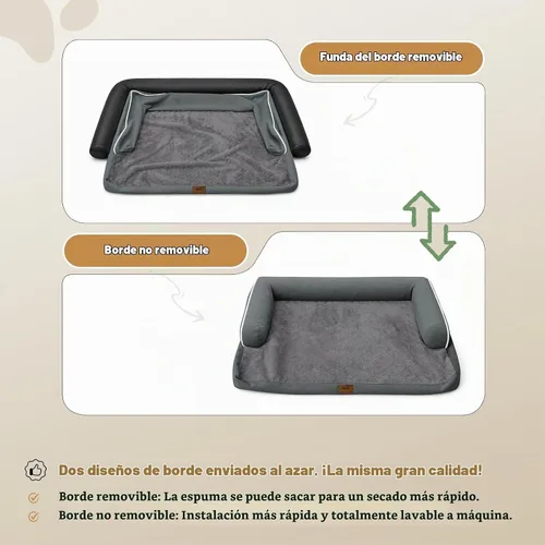 Vista 8 de MEKIY Cama ortopédica impermeable para perros, sofá para mascotas con cojín Gris oscuro