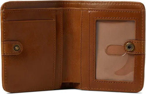 Vista 3 de HOBO Max Mini billetera plegable para mujer, construcción de cuero con cierre a presión, hermosa y funcional cartera para mujer, Trufa, Max Mini