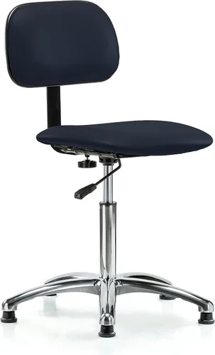 Vista 13 de Perch - Silla de laboratorio cromada con respaldo ajustable, altura del escritorio de 17 a 22 pulgadas, tela negra