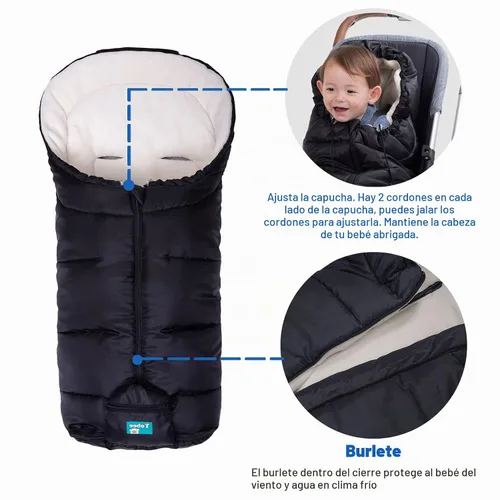 Vista 4 de Yobee Saco universal para cochecito de bebé, saco de dormir cálido para caminar al aire libre, para correr, impermeable, a prueba de invierno, saco