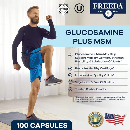 Vista 6 de Freeda Vegan Glucosamine MSM – Glucosamina Vegetariana HCl 1500 mg sin mariscos + MSM 750 mg para apoyo articular, flexibilidad y movilidad
