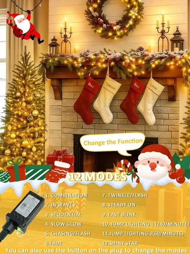 Vista 5 de 2025 Nuevas Luces de Navidad Conectables con Control de Voz para Interiores/Exteriores, 200 LED 23.1 mt Extensibles, Cadena de Luces de Navidad