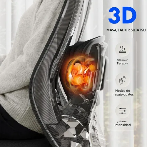Vista 7 de FLEXISPOT Silla de oficina de masaje, silla de escritorio ergonómica con respaldo alto con reposacabezas ajustable, reposabrazos 3D, masajeador