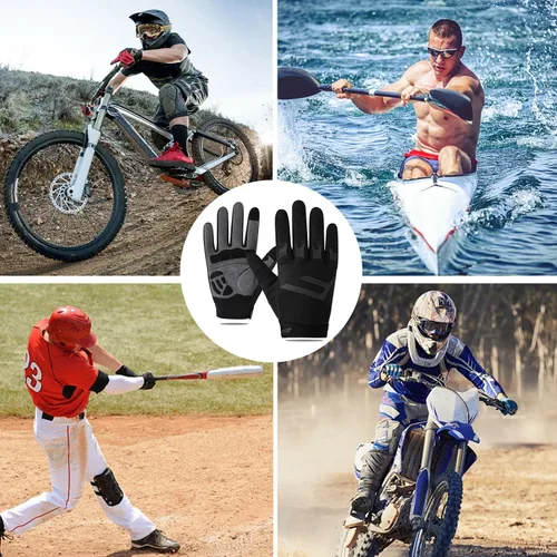 Vista 7 de FIORETTO Guantes de bicicleta de montaña para hombres y mujeres, guantes de ciclismo con almohadilla SBR de 0.197 pulgadas, protección de nudillos