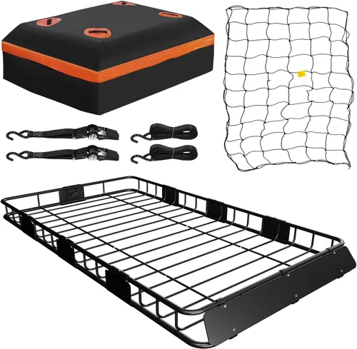 Vista 8 de WEIZE Cesta de Carga con Enganche para SUV, Camión - 53x19 Pulgadas, Capacidad de 500LB, con Bolsa Impermeable, Correa de Red, Tensor, Recubierto