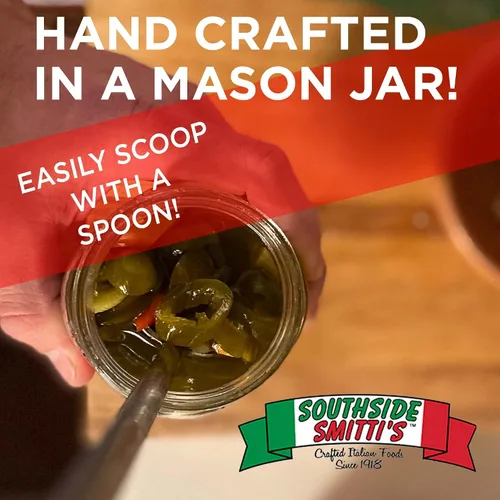 Vista 3 de SOUTHSIDE SMITTI'S - GIARDINIERA ESTILO ITALIANO - MEDIANO - 16 oz - Los mejores pimientos Giardiniera estilo Chicago - Receta original Southside