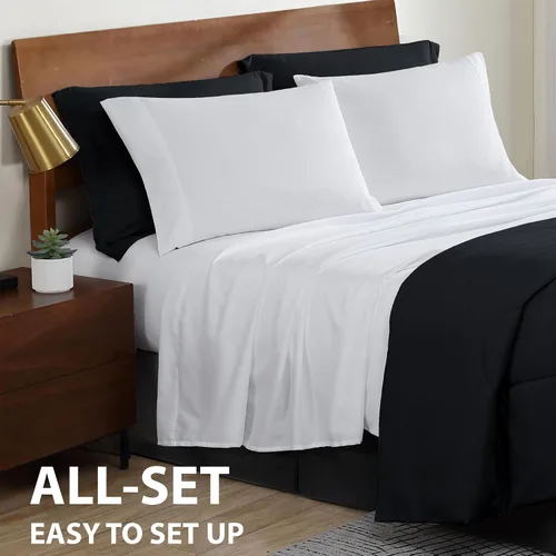 Vista 3 de Cathay Home Basic Bedding Home Essential - Juego de ropa de cama de microfibra ultrasuave y ligera, resistente a las arrugas, 6 piezas