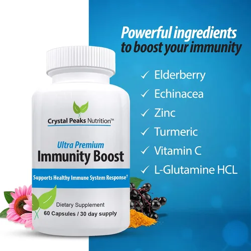 Vista 8 de Cápsulas de apoyo inmunológico con saúco, vitamina C, equinácea, ajo, zinc, cúrcuma y más para hombres y mujeres adultos, vitaminas de apoyo