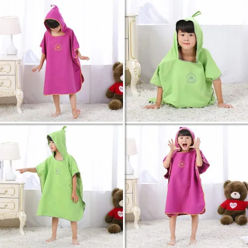 Vista 6 de Hiturbo Poncho de surf para niños, bata absorbente de secado rápido, toalla de natación con capucha de microfibra para playa, piscina y baño