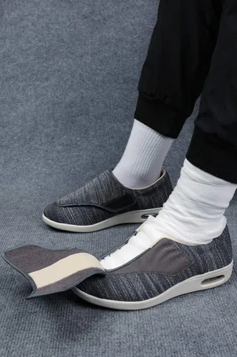 Vista 6 de Zapatos para diabéticos para mujer, zapatos casuales ajustables para caminar, zapatos anchos para ancianos, pies hinchados, antideslizantes, cojín