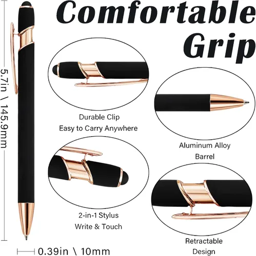 Vista 5 de Bolígrafos personalizados a granel, bolígrafos personalizados con nombre/logotipo en ambos lados, regalo de tinta negra, bolígrafo grabado con lápiz