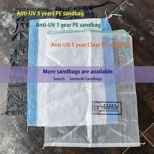 Vista 8 de Bolsas de arena de polietileno tejidas vacías de 19 x 24 pulgadas, protección UV, anti-UV, 3 años, con lazos, bolsas de arena resistentes