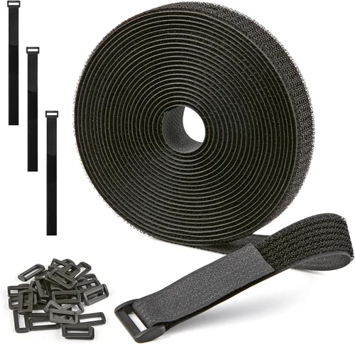 Vista 9 de Rollo de gancho y bucle de 100 pies x 1/2 pulgada, bridas de sujeción reutilizables, correas de cables multiusos para organizar el hogar, la oficina