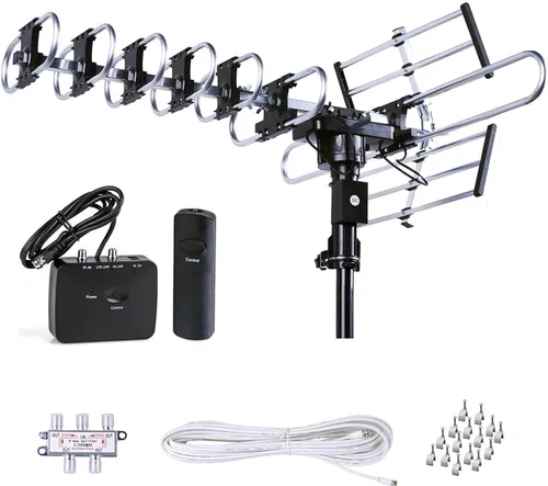 Vista 10 de Antena de TV HD para exterior de Five Star de 4K: alcance largo con control de ganancia automática, rotación motorizada de 360 grados, radio Solo