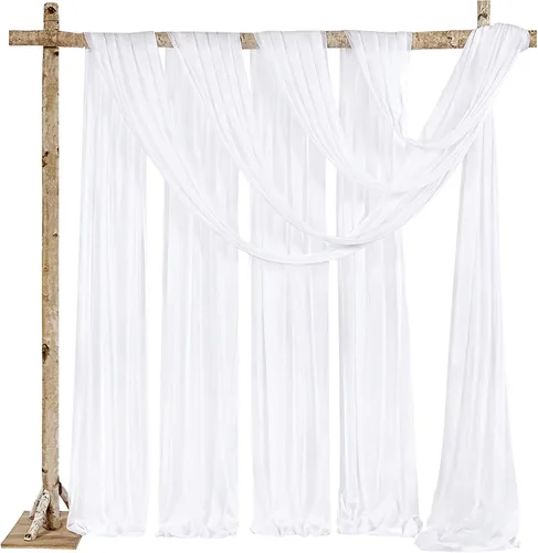 Vista 9 de Cortinas de boda con rosas polvorientas, 2 paneles de 6 yardas, cortinas de fondo transparentes para despedida de soltera, arcos de boda