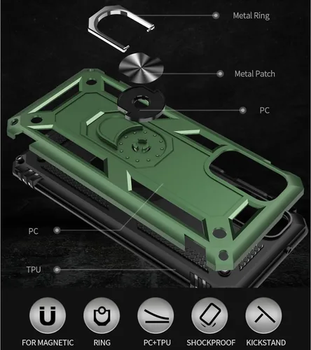 Vista 4 de Yiakeng Funda para Samsung Galaxy S20 FE, funda Galaxy S20 FE 5G con protector de pantalla HD, fundas protectoras de grado militar con anillo