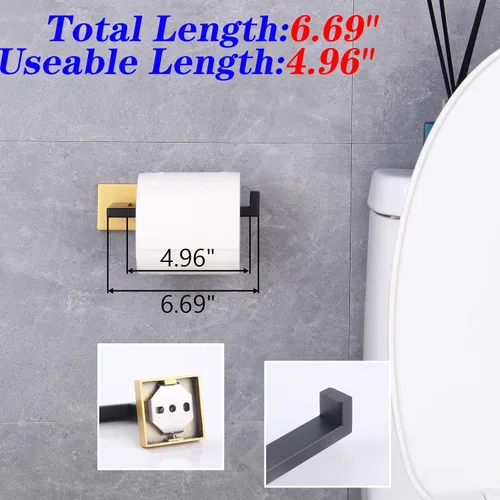 Vista 2 de GERZWY Soporte de papel higiénico de baño Dispensador de papel higiénico de acero inoxidable Soporte de rollo de pañuelos Soporte de pared