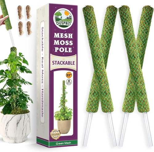 Vista 11 de DUSPRO Poste de musgo de malla apilable para plantas trepadoras, soporte de enredadera Monstera, para plantas de interior, palo extensible para 2