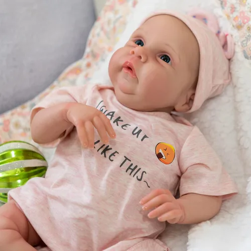 Vista 2 de Pinky Real Life Reborn Baby Dolls 19Inch 18.9 in Muñecas de bebé recién nacido de tela suave cuerpo realista muñecas juguete regalo