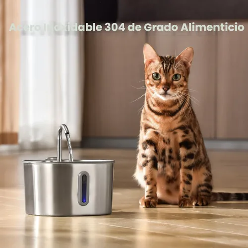 Vista 2 de KittySpout Fuente de Agua para Gatos de Acero Inoxidable Fuente de Beber Automática, Cuenco de Agua Circulante Silencioso, Apto para Lavavajillas