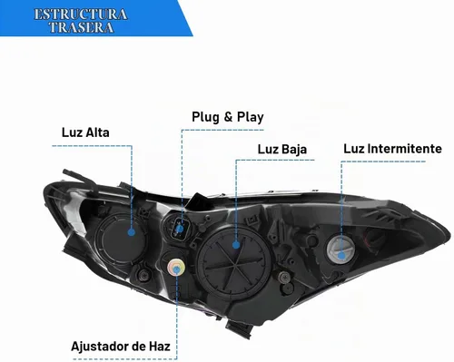 Vista 3 de Conjunto de faros delanteros para Hyundai Elantra 2014-2016, Elantra 2014 2015 2016, faros halógenos de repuesto, lado del conductor, carcasa