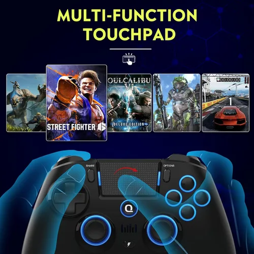 Vista 2 de QRD Spark N5 Wireless Controller for PS4 Pro Slim PS3 PS2 Steam Deck PC Windows Mac TV Box, Halleffect Gamepad Joystick with 3.5mm Audio Controlador