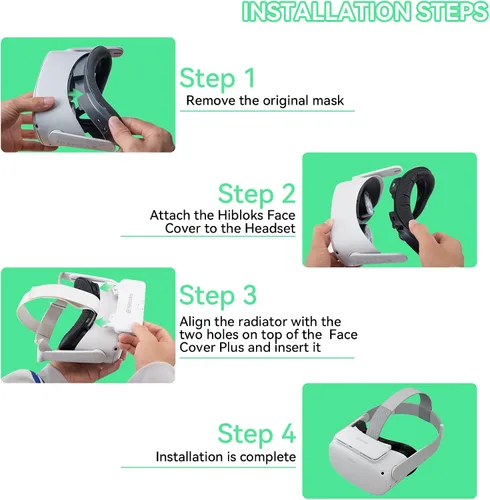 Vista 5 de HiBloks Cooling Fan Face Cover for MetaOculus Quest 2 Accessories Upgraded Soft PU Leather Face Cover Quest 2 Cooling Fan Active Air Circulation
