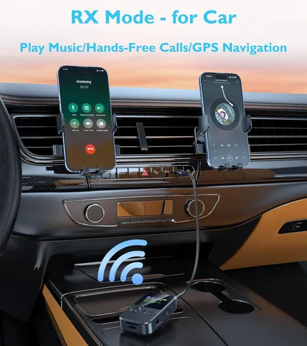 Vista 6 de TSNAM - Transmisor Bluetooth para TV a 2 auriculares, receptor inalámbrico para llamadas manos libres de coche, adaptador de audio con conector AUX