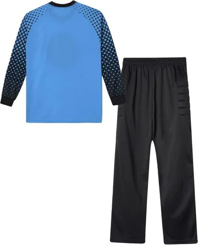 Vista 5 de TiaoBug Conjunto de camiseta y pantalones de fútbol acolchados para niños y niños, camisa de portero de manga larga, uniforme de entrenamiento