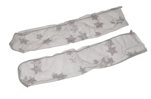 Vista 5 de FXmimior Calcetines de tul con purpurina caliente y estrellas para mujer, Blanco