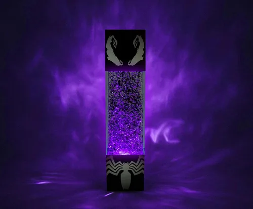 Vista 2 de Ukonic Marvel Spider-Man Venom - Luz de humor con purpurina Lámpara de mesa de noche con luz LED para dormitorio, escritorio, sala de estar