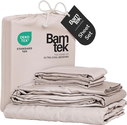 Vista 10 de Juego de sábanas de bambú de viscosa tamaño individual XL, 3 piezas, extra largas, ropa de cama refrescante para personas que duermen con calor