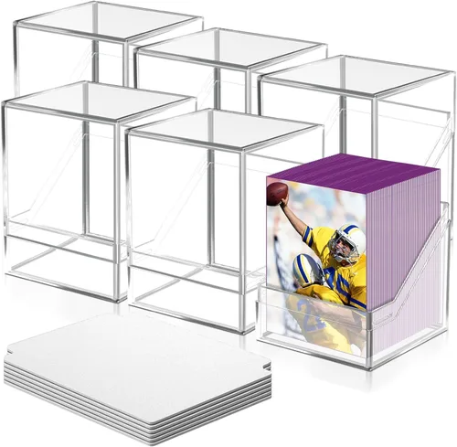 Vista 9 de Homthy Paquete de 4 fundas para cartas intercambiables, cajas de almacenamiento de tarjetas acrílicas con capacidad para más de 100 tarjetas