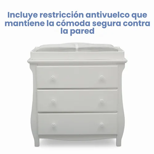 Vista 7 de Delta Children Lancaster - Cómoda de 3 cajones con cambiador y cajones entrelazados, certificado Greenguard Gold, blanco bianca Bianca Blanco