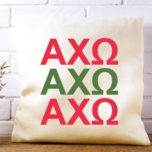Vista 2 de sockprints Alpha Chi Omega - Funda de almohada con letras griegas de 18 x 18 pulgadas, fundas de almohada para hermandad de hermandad, almohada